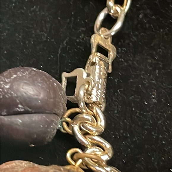 Vintage German mixed metal gold tone bracelet w/10 natural seeds pods nuts charm - Picture 8 of 13